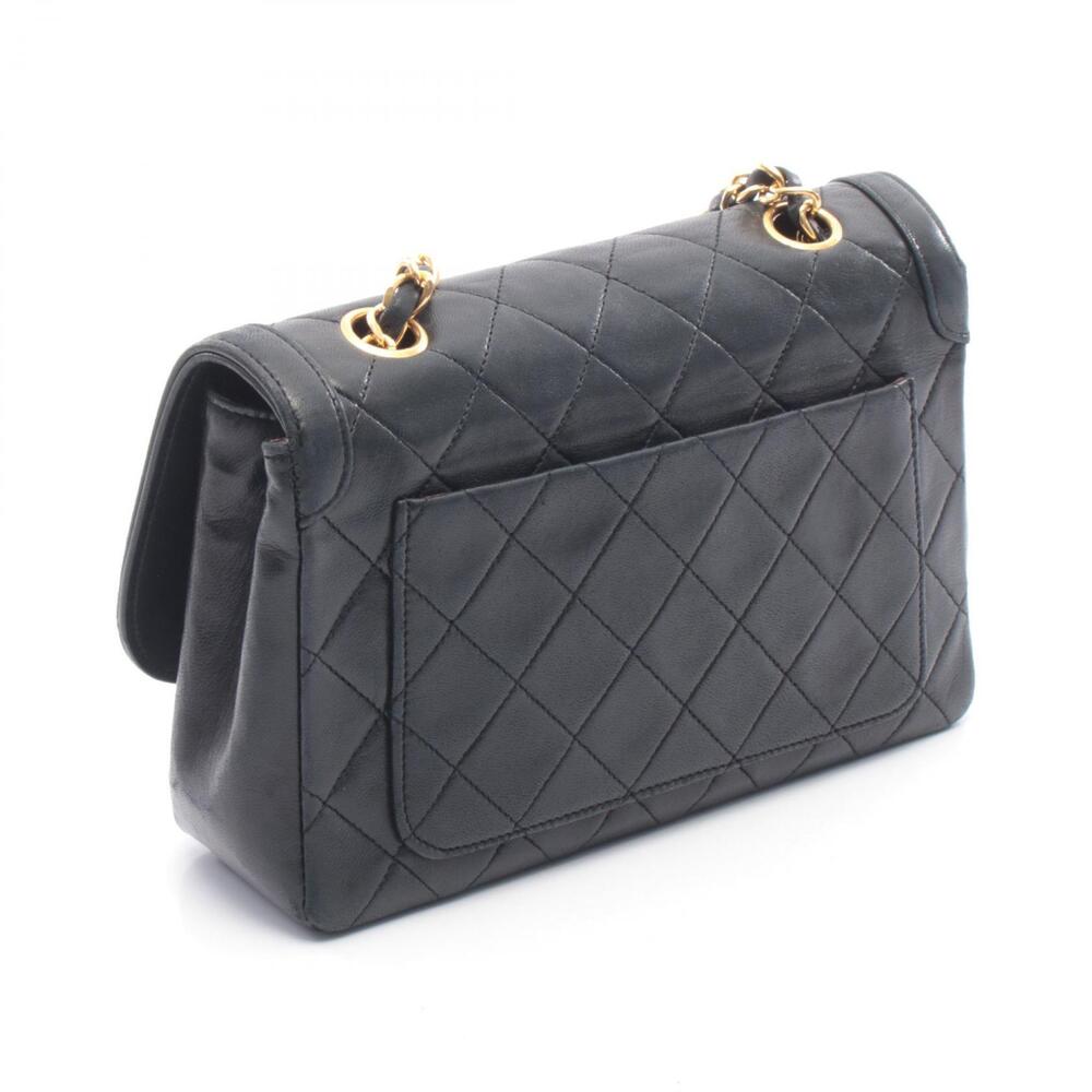 Chanel Sheepskin Bag Shoulder Black Matelasse Lambskin Black